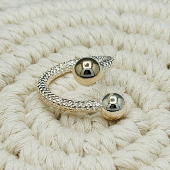 925 Fashion Geometric Handmade Irregular Double Balls Ring - Picture 8 of 8